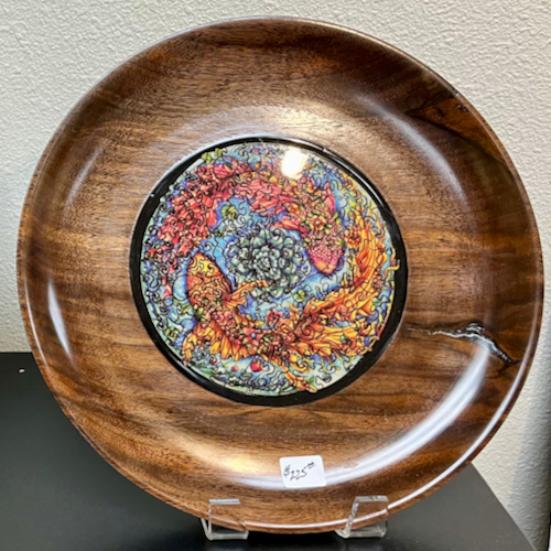 MH070 Platter, Walnut, Koi Puzzle Resin $225 at Hunter Wolff Gallery